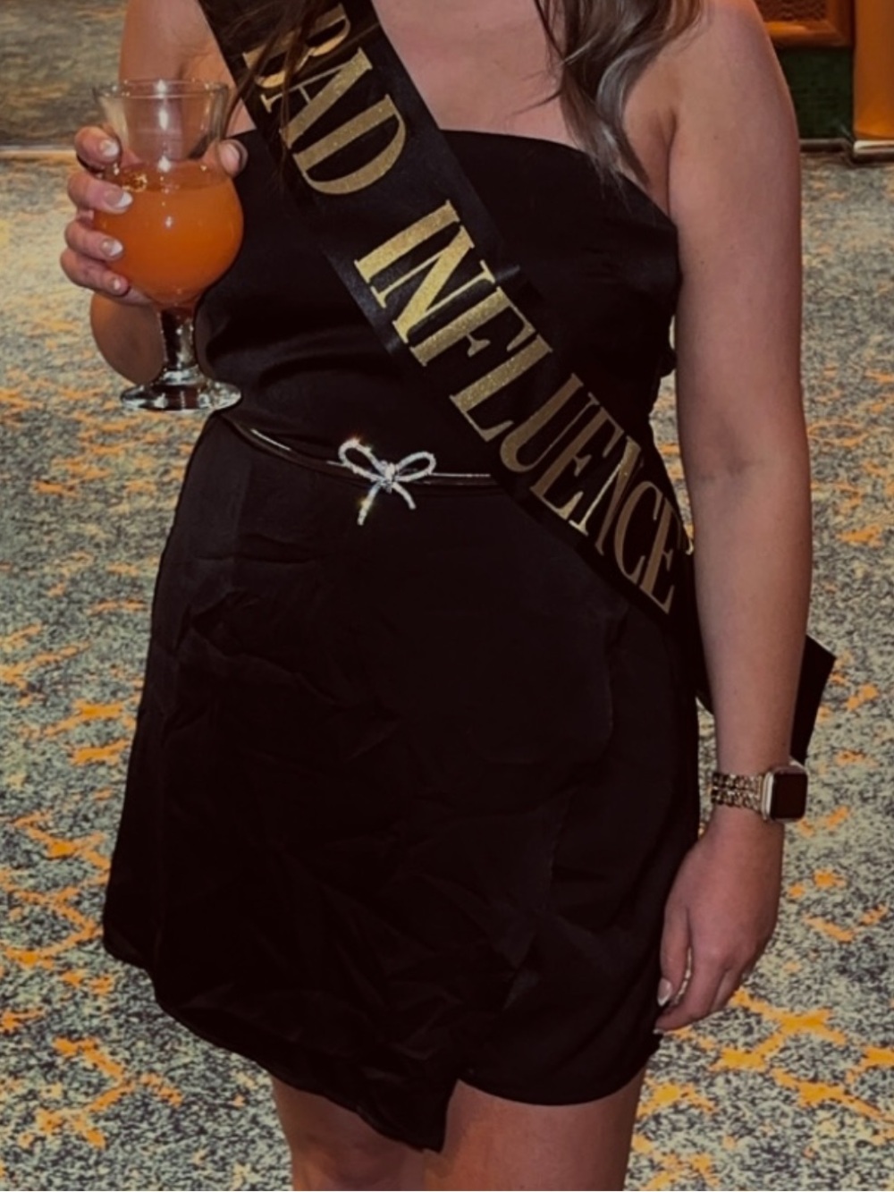 Black Strapless Cocktail Romper with Bow Belt